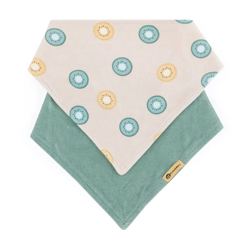Petite&Mars Bandana Luke 3m+ σαλιάρα Μπεζ Kiwis&Misty Green 1 τμχ