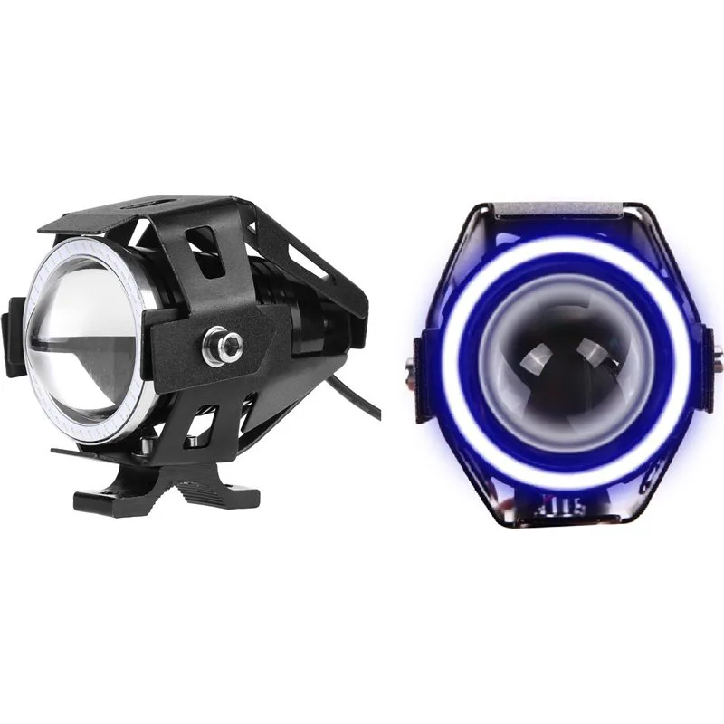 Προβολάκια Μοτοσυκλέτας Cree U7 Angel Eye IP67 με Μπλε Στεφάνης LED 1τμχ