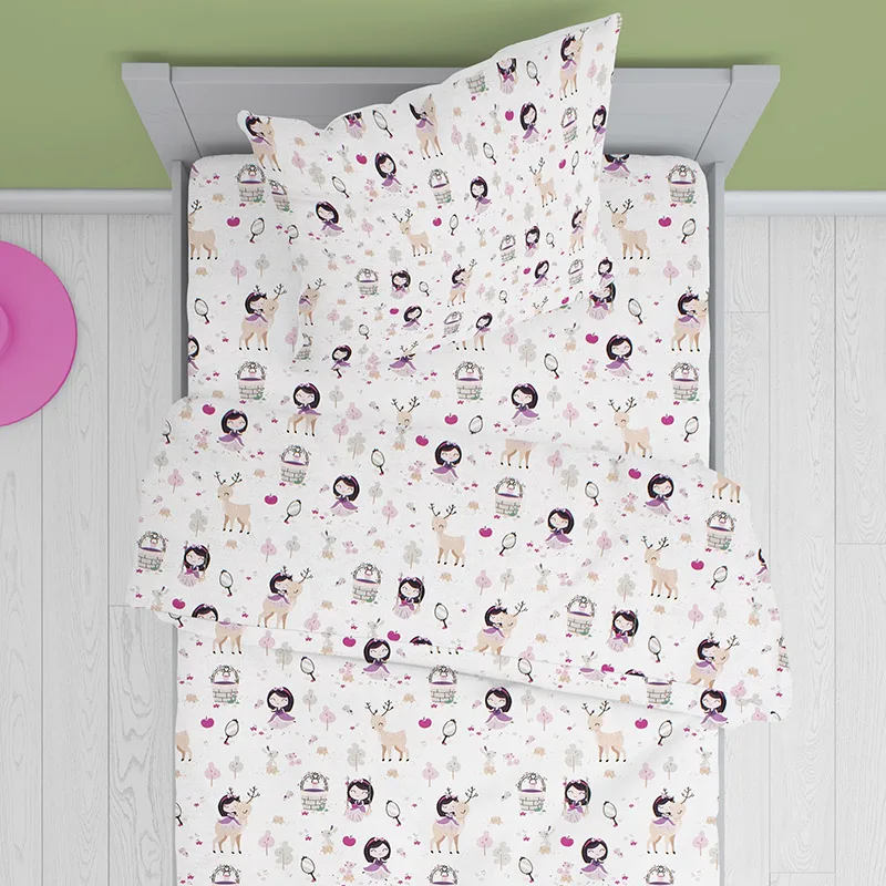 Σεντόνια Μονά Σετ Dimcol Lily Deer 179 Ροζ 160x240