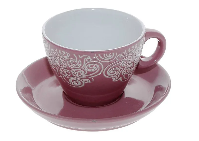 Φλυτζάνι Με Πιατάκι Cappuccino Stoneware 330ml Vienna Ροζ ESPIEL HUN117K6 (Σετ 6 Τεμάχια) (Χρώμα: Ροζ, Υλικό: Stoneware) - ESPIEL - HUN117K6