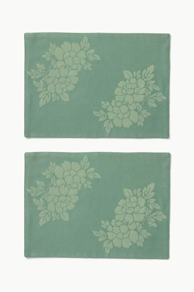 Coincasa σετ βαμβακερά σουπλά με floral ζακάρ ύφανση (2 τεμάχια) - 006809271 Πράσινο