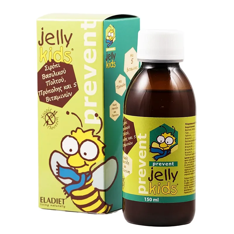 Eladiet Jelly Kids Prevent Παιδικό Σιρόπι Βασιλικού Πολτού, Πρόπολης & 5 Βιταμινών για Ενίσχυση της Άμυνας του Οργανισμού με Γεύση Φράουλα 150ml