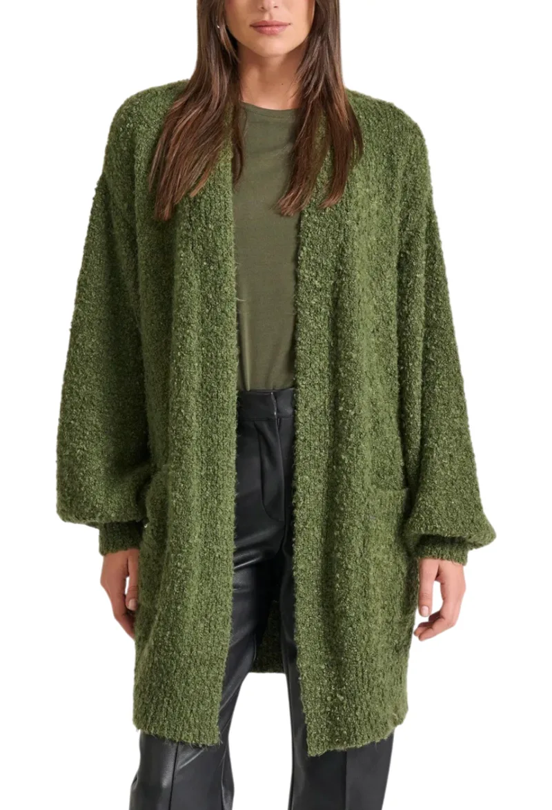Ζακέτα Funky Buddha Πλεκτή Relaxed Fit FBL010-136-09-OLIVE Γυναικείο