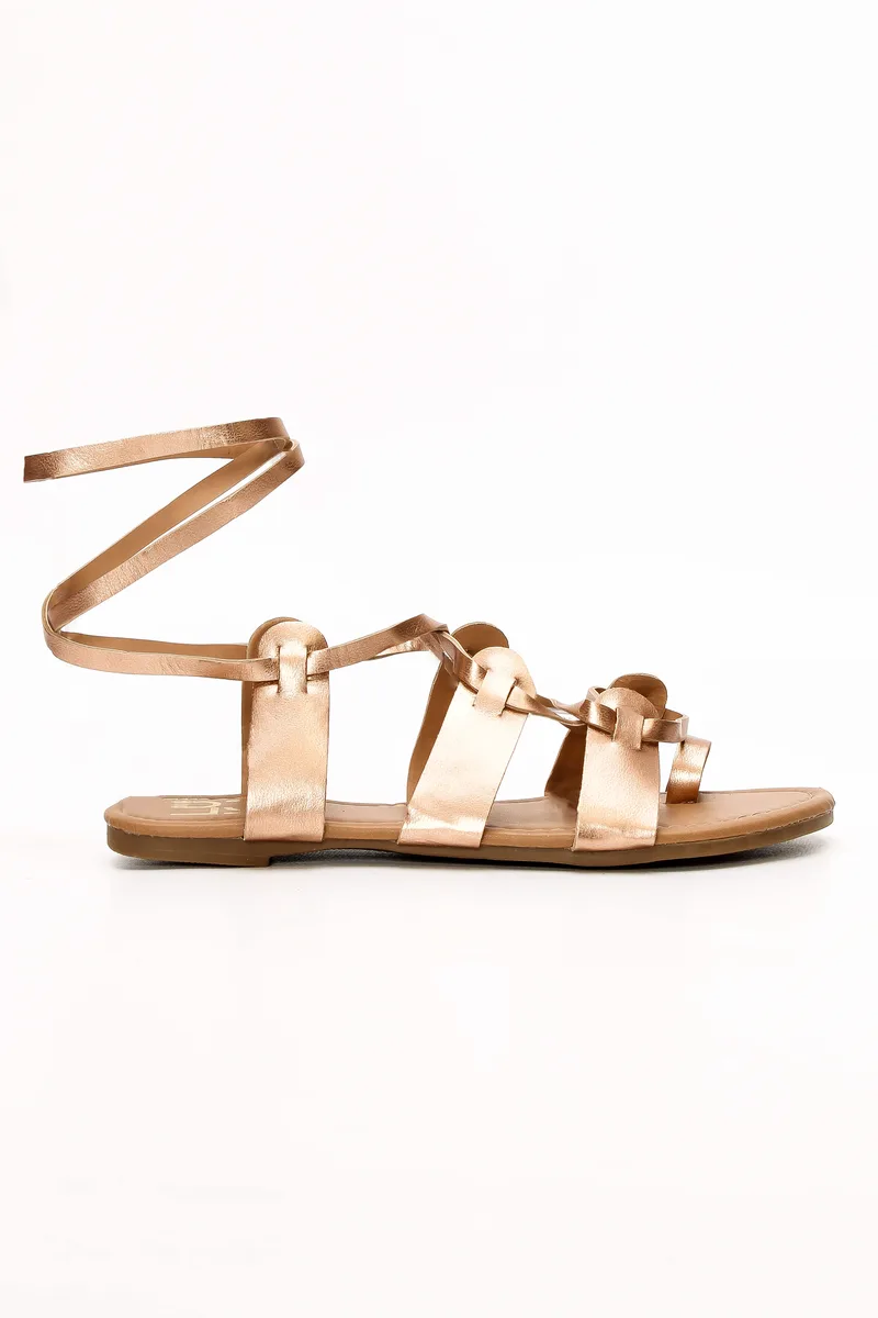 LUIGI DESIGN - Flat Σανδάλια Lace Up - Χαλκός