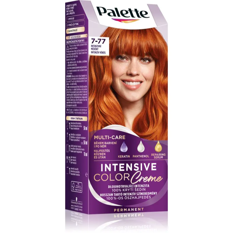 Schwarzkopf Palette Intensive Color Creme μόνιμη βαφή μαλλιών απόχρωση 7-77 Intensive Copper 1 τμχ