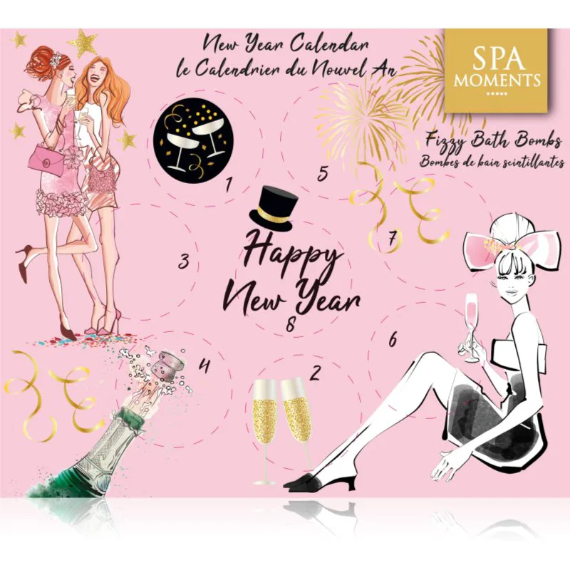 Spa Moments Happy New Year Sparkling Bath Bombs Ημερολόγιο αντίστροφης μέτρησης Νέας Χρονιάς