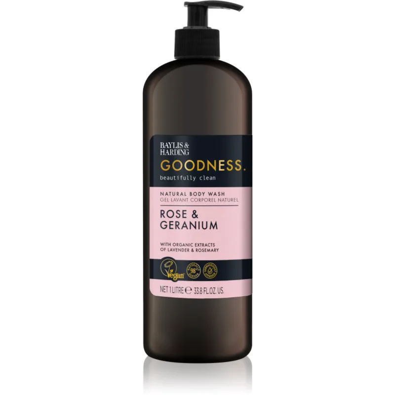 Baylis & Harding Goodness Rose & Geranium τζελ για ντους 1000 ml