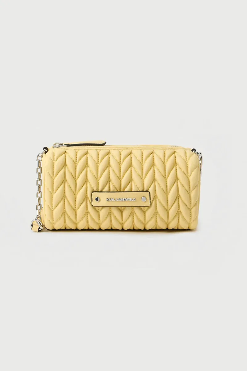 Karl Lagerfeld γυναικεία τσάντα barrel "Weave Mini" - B2W30279 Κίτρινο Ανοιχτό