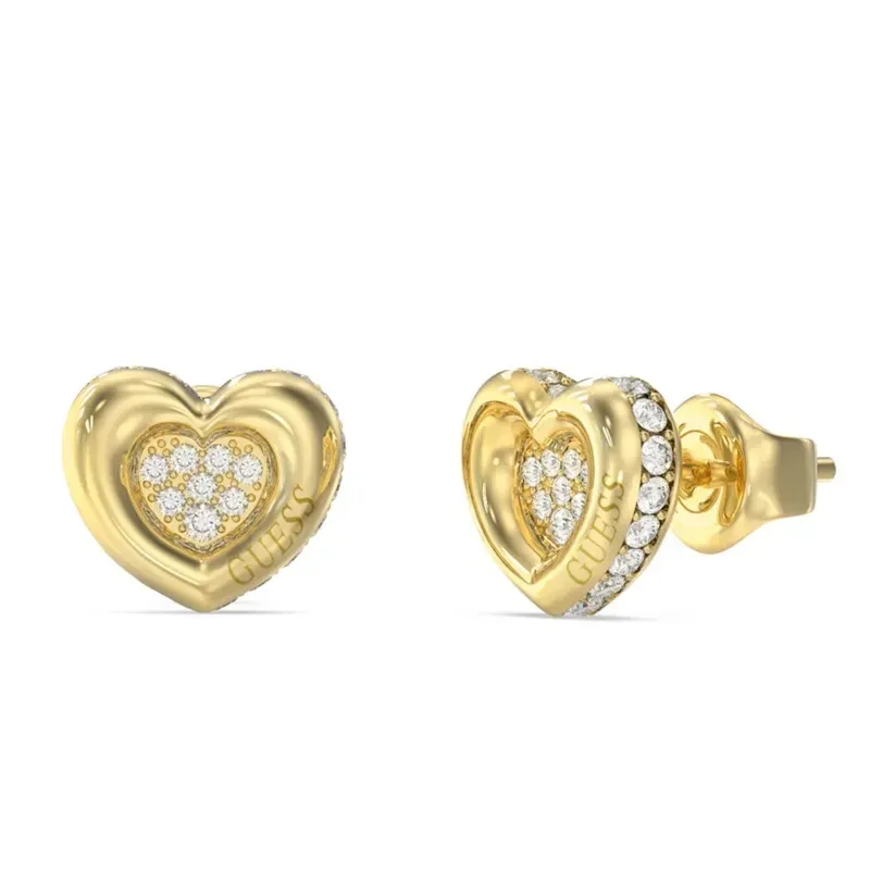 Σκουλαρίκια καρδούλες Guess L.O.V.E Χρυσό Stainless Steel JUBE05466JWYGT/U JUBE05466JWYGT/U Ατσάλι