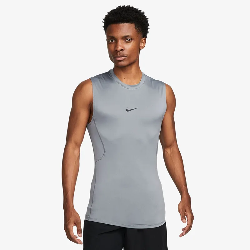 Nike Pro Men's Dri-FIT Tight Sleeveless Fitness Top Smoke Grey/ Black M