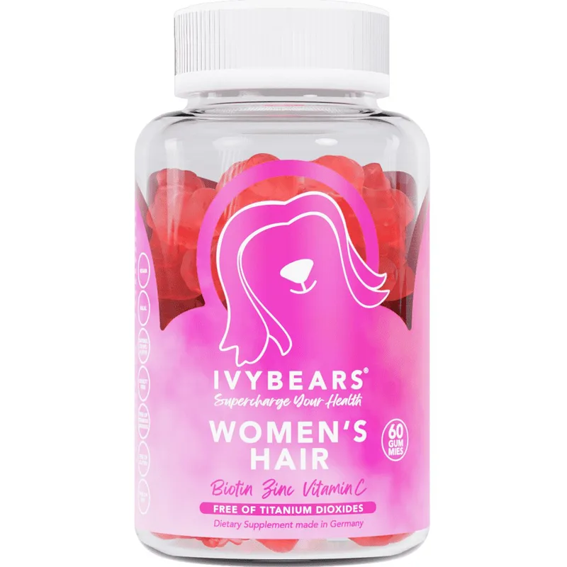 IvyBears Women's Hair Συμπλήρωμα Διατροφής Φόρμουλας Βιταμινών & Μετάλλων για Λαμπερά, Δυνατά Γεμάτα Ζωντάνια Μαλλιά σε Γυναίκες με Φυσική Γεύση 60 Ζελεδάκια