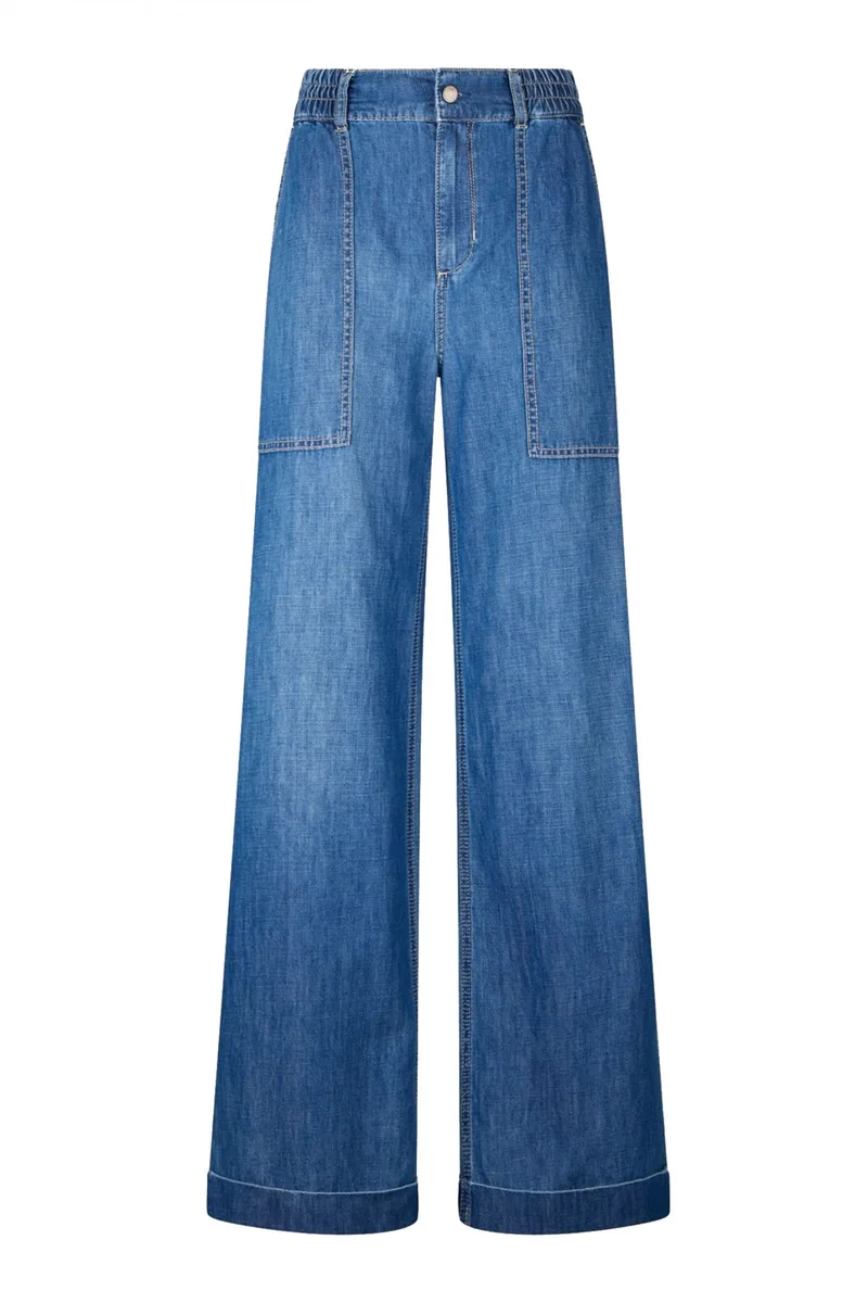 LIU-JO ΠΑΝΤΕΛΟΝΑ JEANS ΛΑΣΤΙΧΟ ΣΤΗΝ ΜΕΣΗ LOGO ΠΙΣΩ ΜΠΛΕ