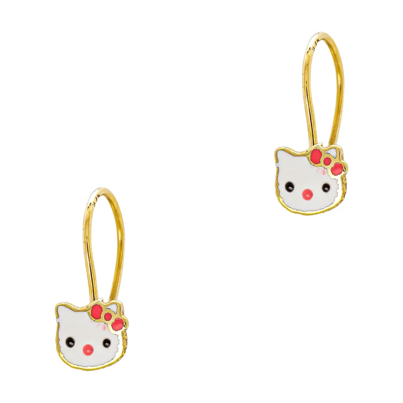 Παιδικά Σκουλαρίκια Hello Kitty Από Κίτρινο Χρυσό 9 Καρατίων PSK541