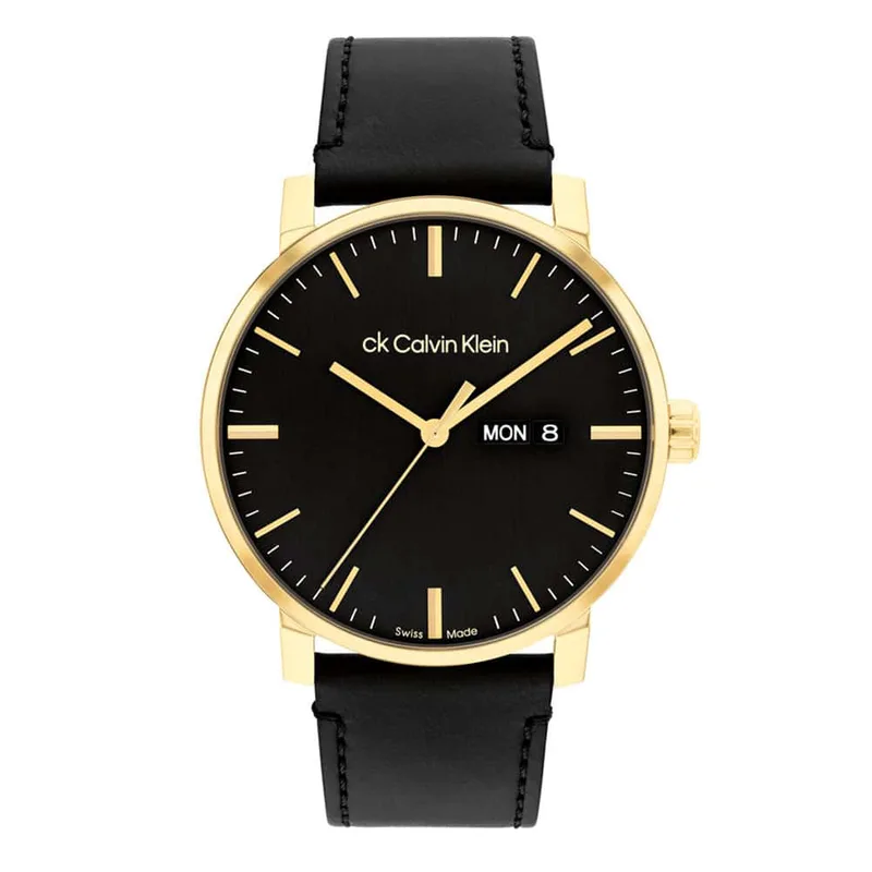 CALVIN KLEIN Experience Swiss Made Black Leather Strap 25000073