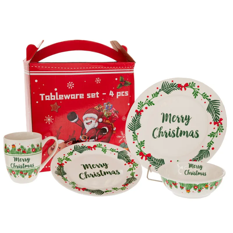ΚΕΡΑΜΙΚΟ ΣΕΡΒΙΤΣΙΟ MERRY CHRISTMAS ΣΕΤ/4
