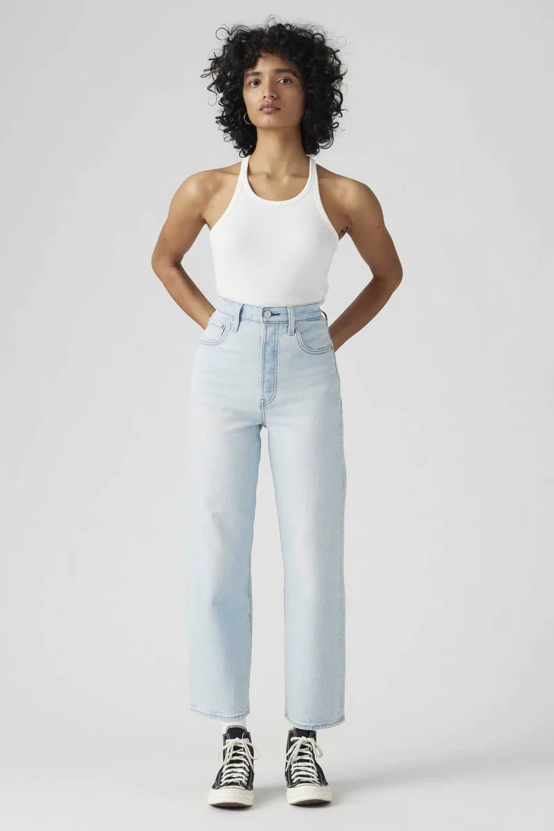 Levi's® γυναικείο τζιν παντελόνι ψηλόμεσο πεντάτσεπο Slim Straight Fit "Ribcage" - 726930256 Denim Blue Ανοιχτό