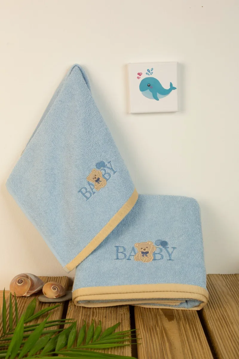 Σετ Βρεφικές Πετσέτες 2 Τεμαχίων Dimcol Baby Bear 161 Σιέλ 30x50 και 70x140