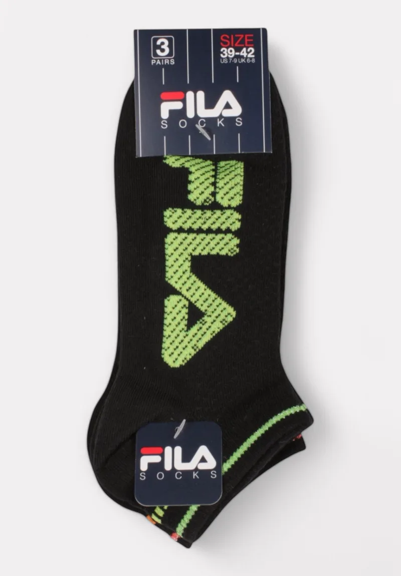 Fila Κάλτσες Μαύρες Neon Logo | Σετ 3 Ζευγάρια F6136-200-Μαύρο