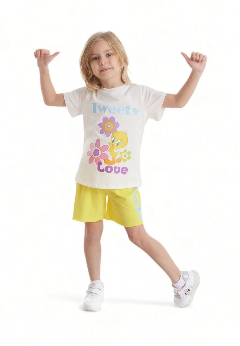 Πιτζάμα παιδική με σορτσάκι Tweety Love TW19601-Λευκό