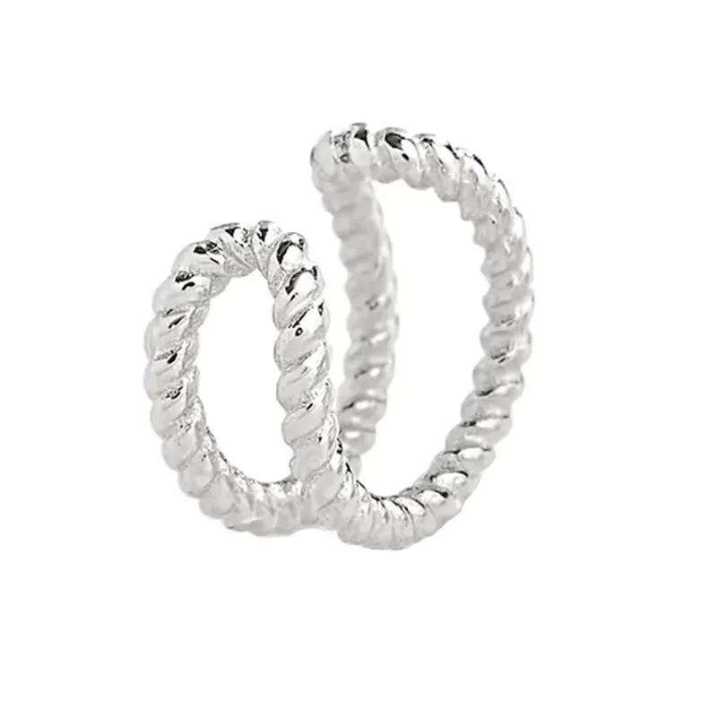 Jt Unisex Μονό ατσάλινο σκουλαρίκι cuff σχοινί