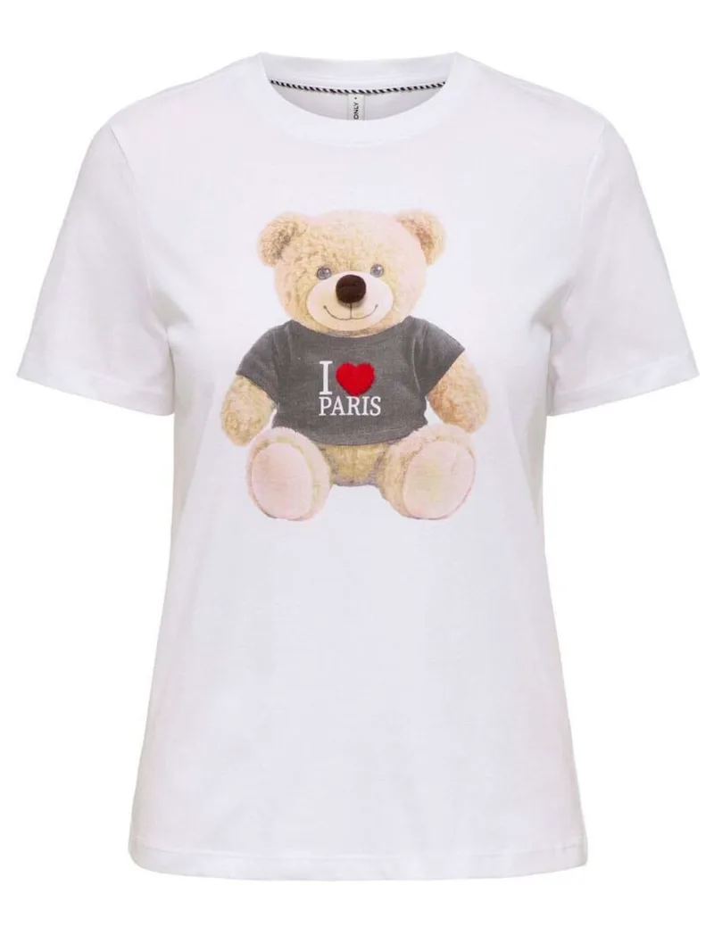 Only Teddy Γυναικείο Κοντομάνικο T-shirt 15369992 Λευκό