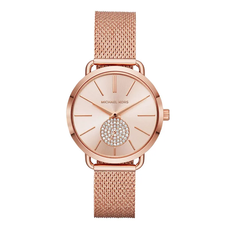 MICHAEL KORS Portia Crystals Rose Χρυσό Stainless Steel Bracelet MK3845