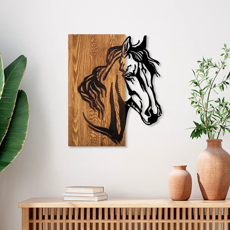 Ξύλινο Διακοσμητικό Τοίχου Horse 1 891Tnl2371 48x57 cm
