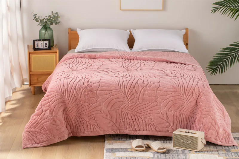 Κουβέρτα βελουτέ King Size 240x260 Lucia 2-Blush Ροζ