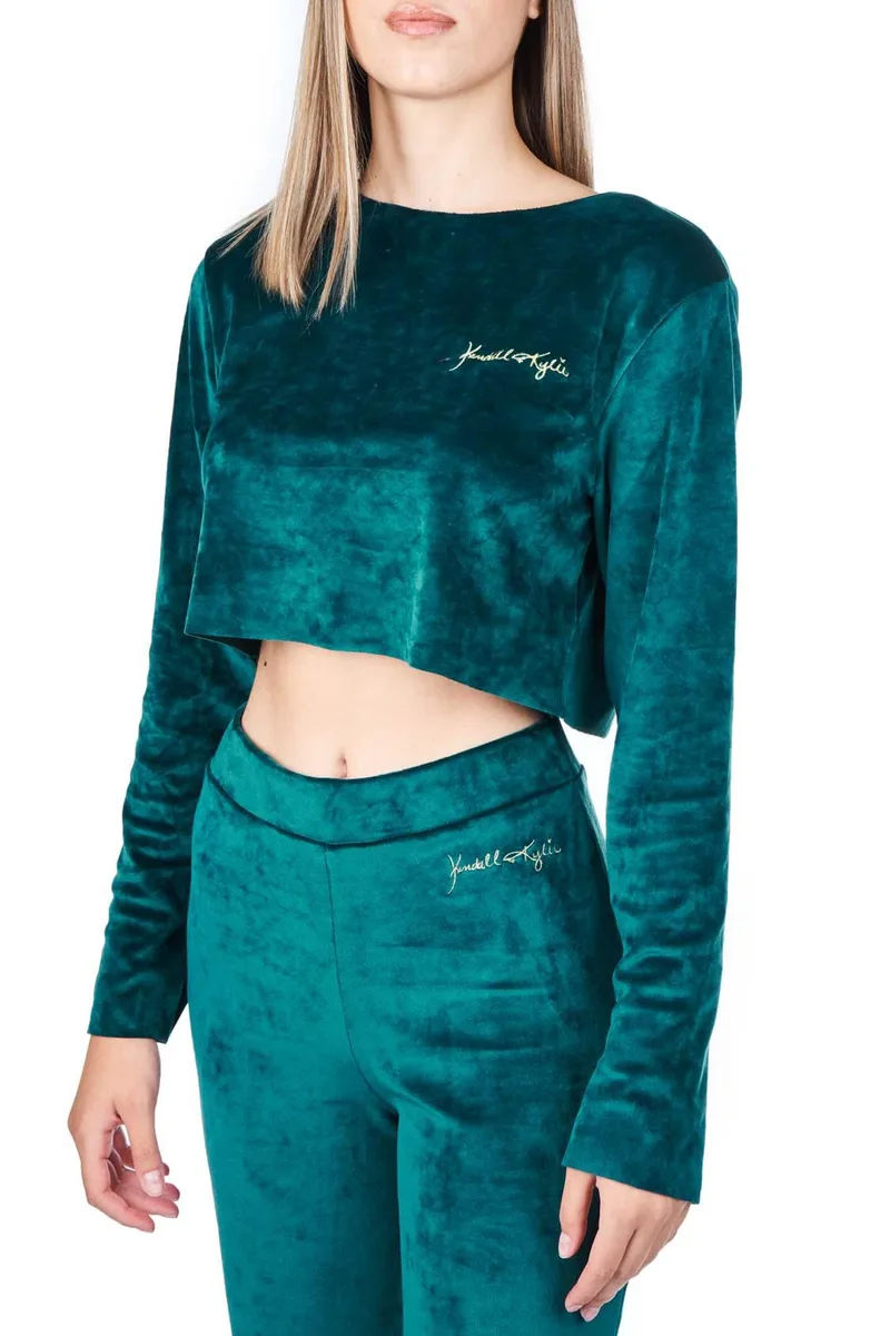 Μπλούζα Μακρυμάνικη Kendal + Kylie Velour Uneven KKW3711650-EMERALD Γυναικείο