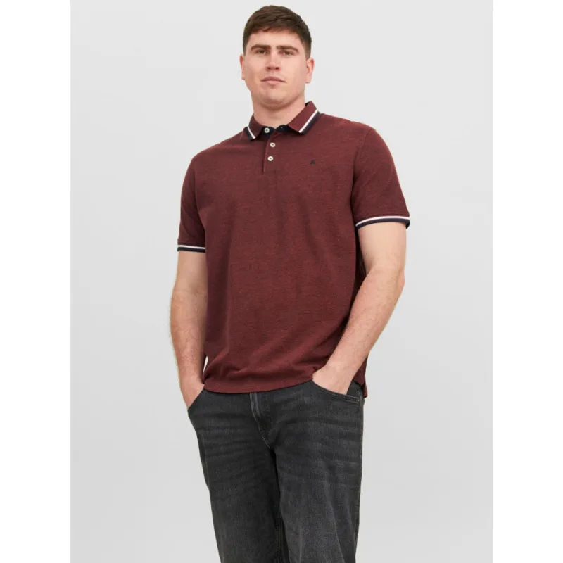 Βαμβακερό Polo πικέ "Paulos" Jack & Jones σε plus fit γραμμή - Cinnabar Play