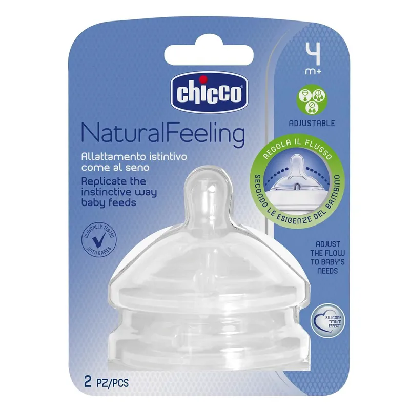 Chicco Natural Feeling 4m+ Adjustable Flow Teats Θηλή Σιλικόνης με Ρυθμιζόμενη Ροή 4m+, 2 Τεμάχια