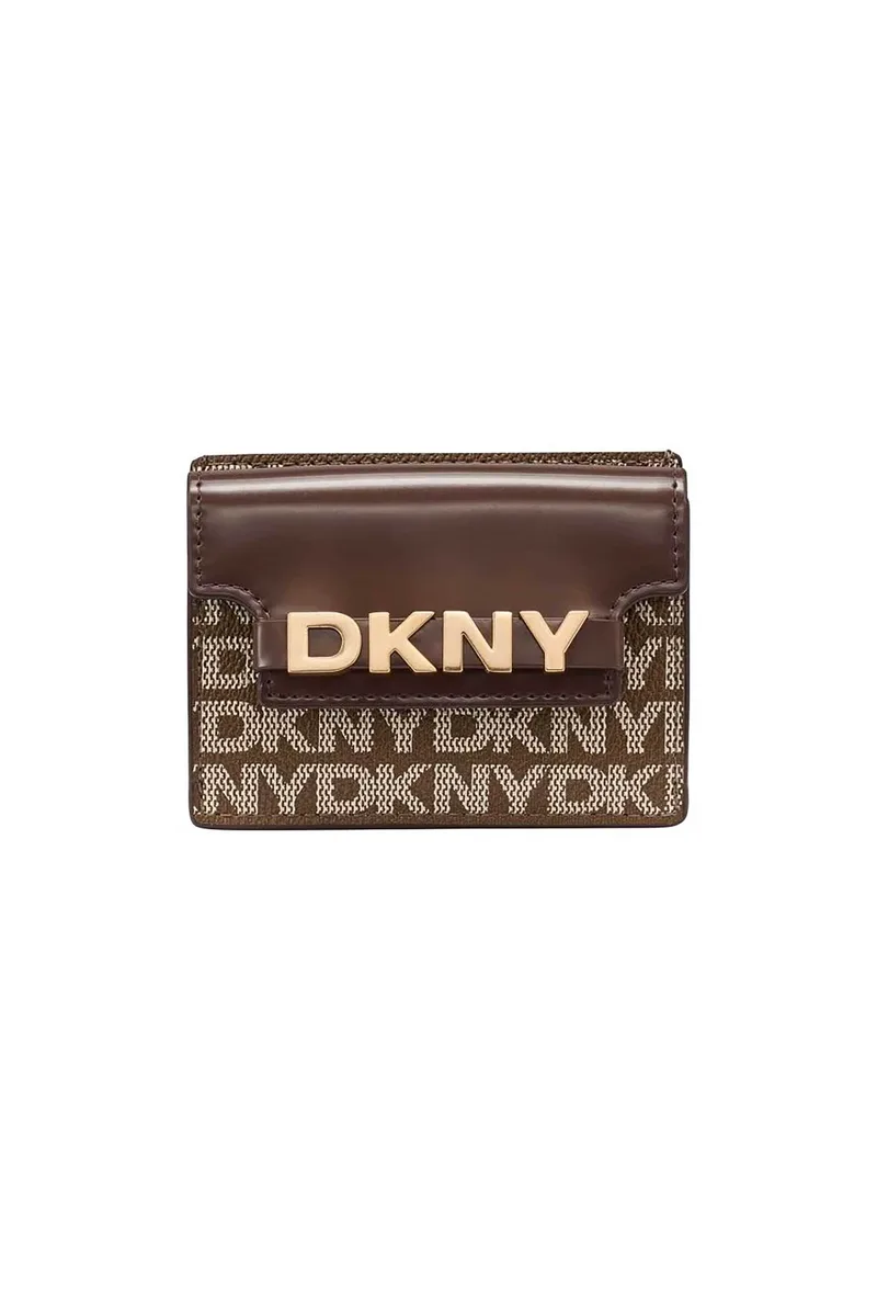 DKNY γυναικεία θήκη για κάρτες με μεταλλικό λογότυπο "Avril" - R52Z5M22 Καφέ