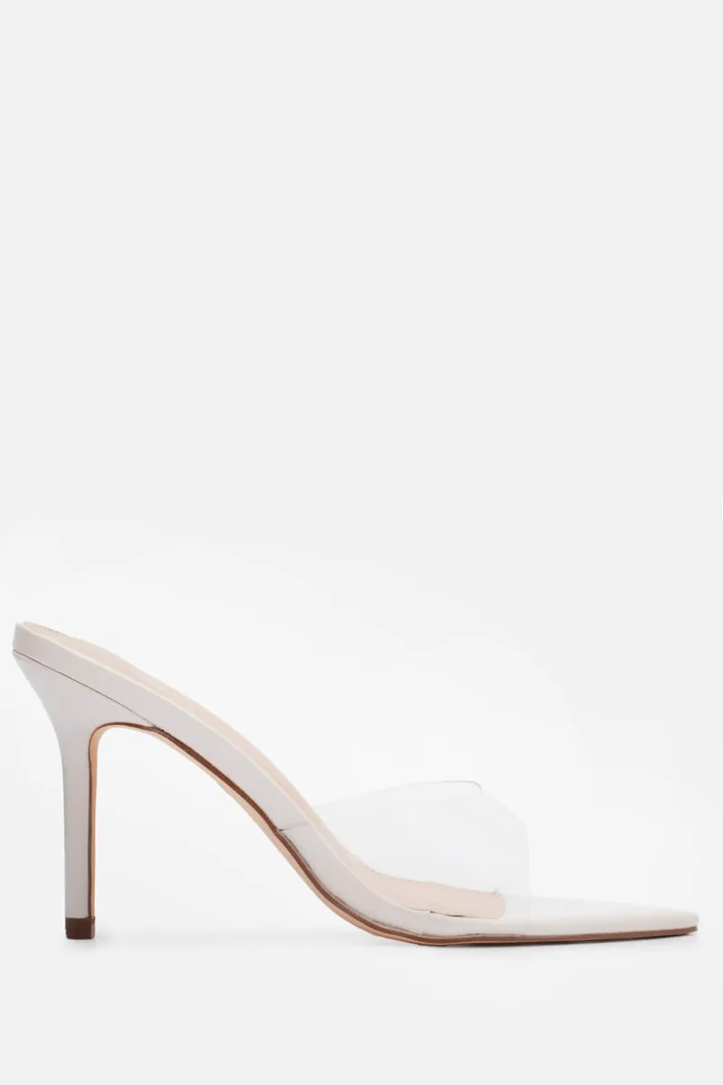 LUIGI DESIGN - Mules Μυτερά με Διάφανη Φάσα - Μπεζ