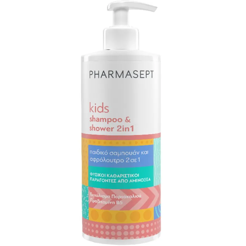 Pharmasept Kids 2in1 Shampoo & Shower Απαλό Υποαλλεργικό Παιδικό Αφρόλουτρο & Σαμπουάν για την Ευαίσθητη Παιδική Επιδερμίδα με Άρωμα Πράσινου Μήλου με Αντλία 500ml