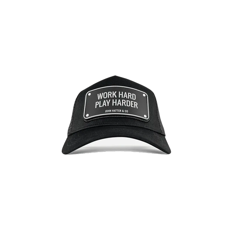 Work hard play harder Jockey καπέλο με rubber patch - John Hatter & Co