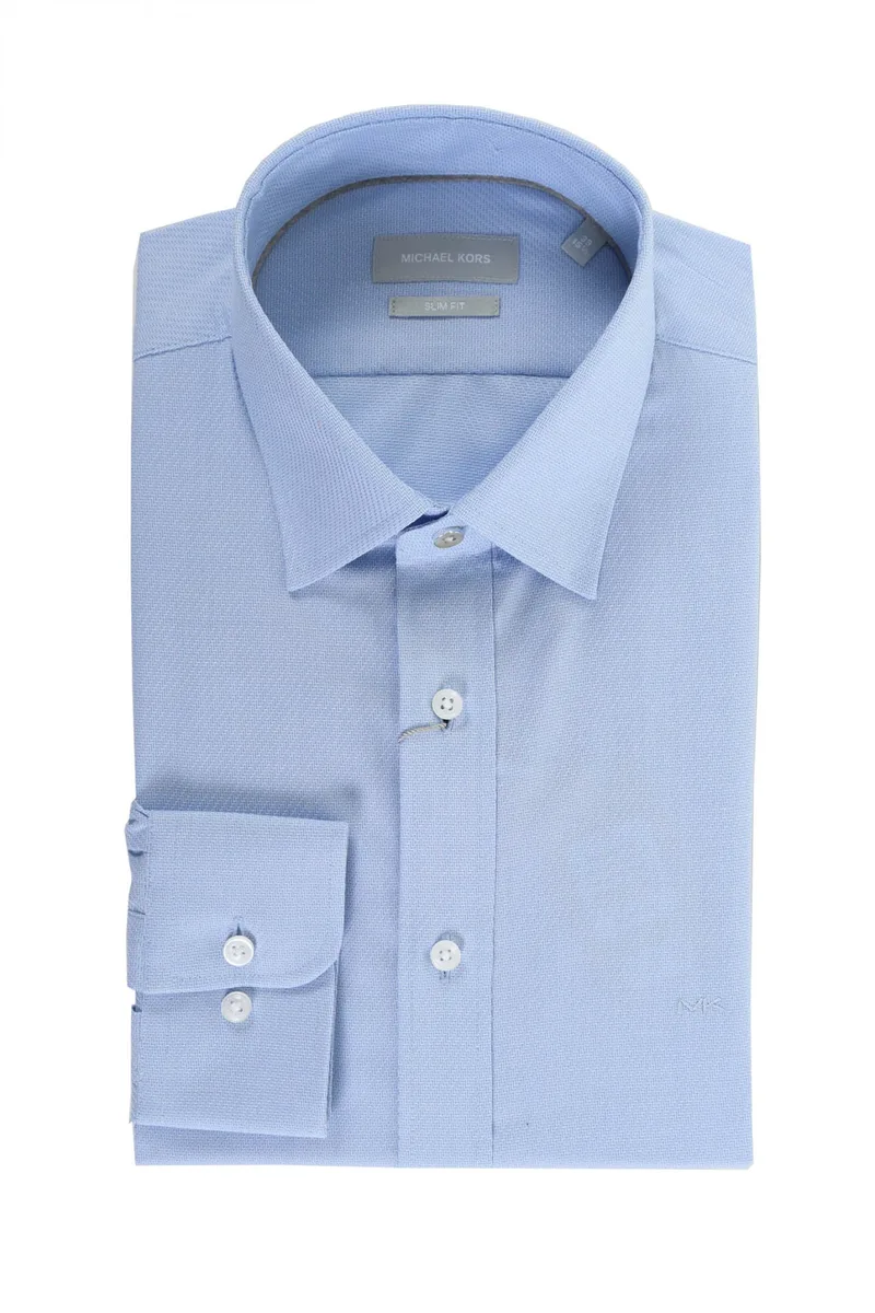 MICHAEL KORS ΠΟΥΚΑΜΙΣΟ ΜΙΚΡΟΣΧΕΔΙΟ SLIM FIT STRETCH ΣΙΕΛ