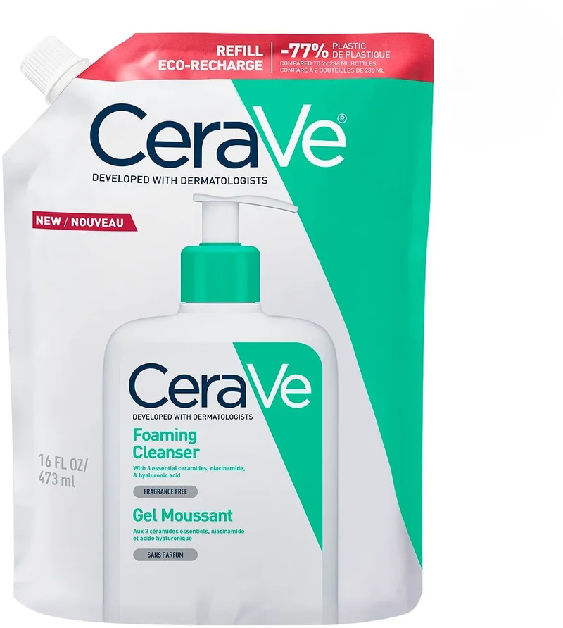 Cerave Facial Cleanser Refill Gel Foam Face and Neck Normal Oily Skin 473 ml