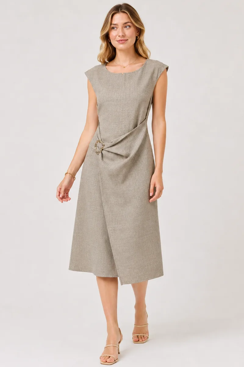 ΜΠΕΖ MIDI ΦΟΡΕΜΑ LINEN-LOOK