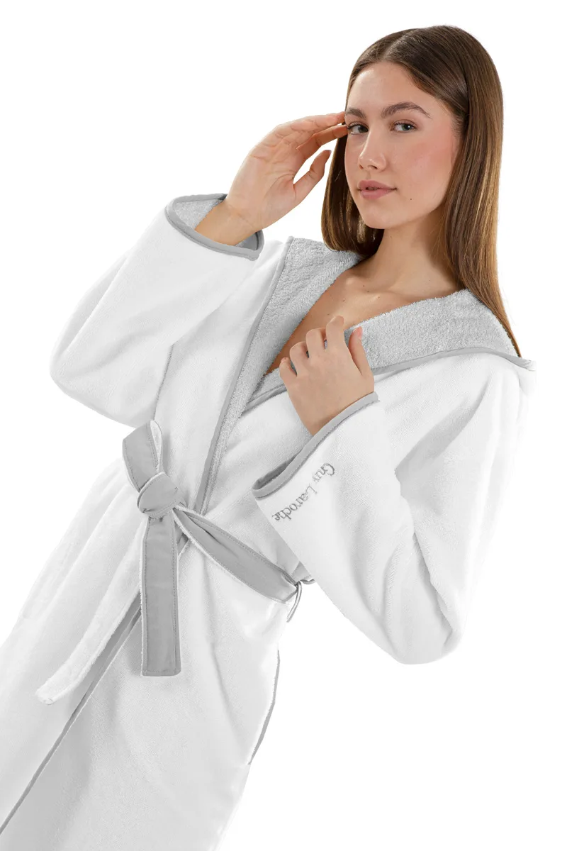 Μπουρνούζι Με Κουκούλα Polycotton New Comfy Ice Medium Guy Laroche (Ύφασμα: 60% Cotton - 40% Polyester, Μέγεθος: Medium, Χρώμα: Ice) - Guy Laroche - 5206480703102