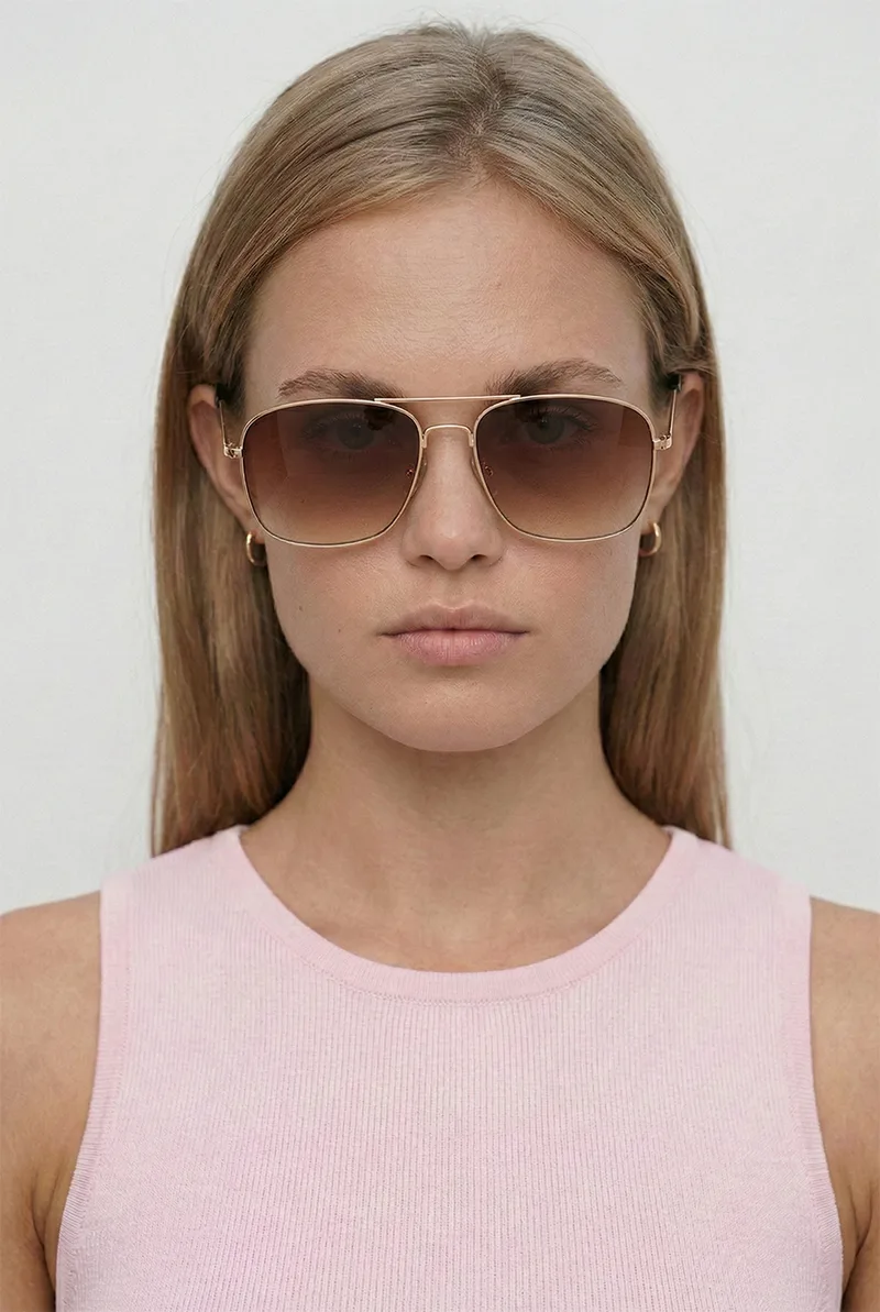 Γυαλιά Ηλίου Aviator Retro LUX με Μεταλλικό Σκελετό - Καφέ
