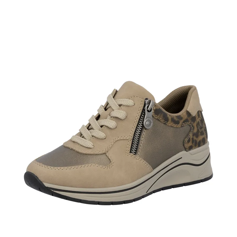 Rieker N9503-20 Γυναικείο Ανατομικό Δερμάτινο Sneaker Μπεζ