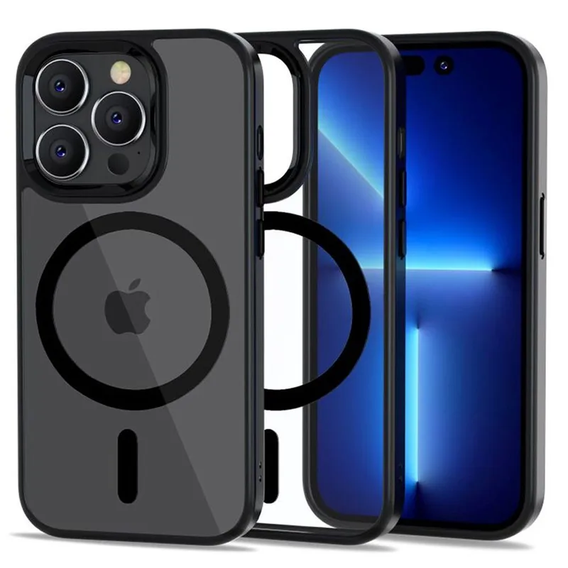 Tech-Protect MagMat - Σκληρή Διάφανη Θήκη MagSafe Apple iPhone 14 Pro Max - Clear / Black (9589046925504)