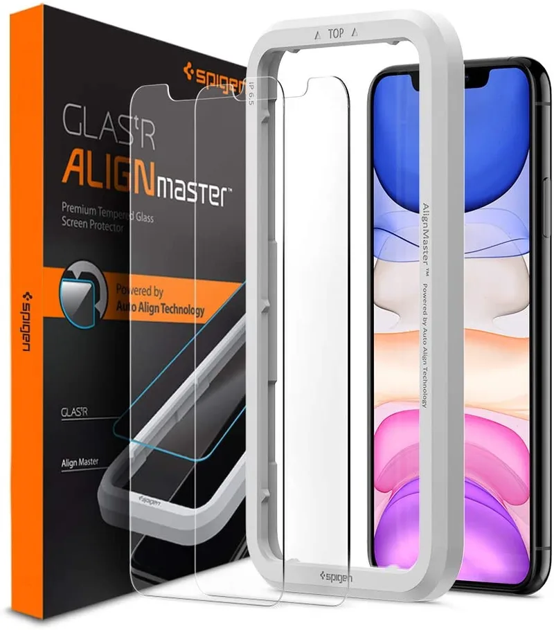 Spigen GLAS.tR ALIGNmaster Slim Tempered Glass - Αντιχαρακτικό Γυαλί Οθόνης Apple iPhone 11 / XR - 2 Τεμάχια - Clear (AGL00101)