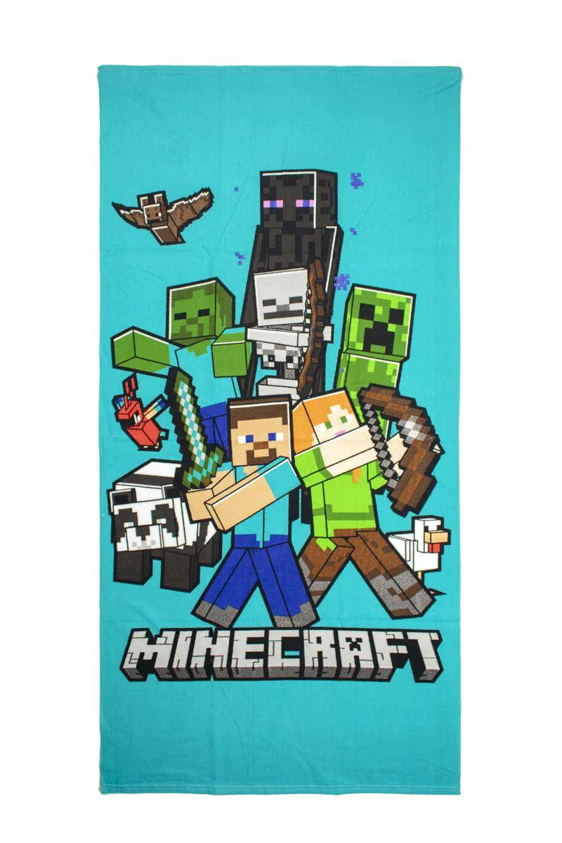 Πετσέτα Θαλάσσης Παιδική Microfiber 70x140εκ. Minecraft 49 Blue Mojang DimCol