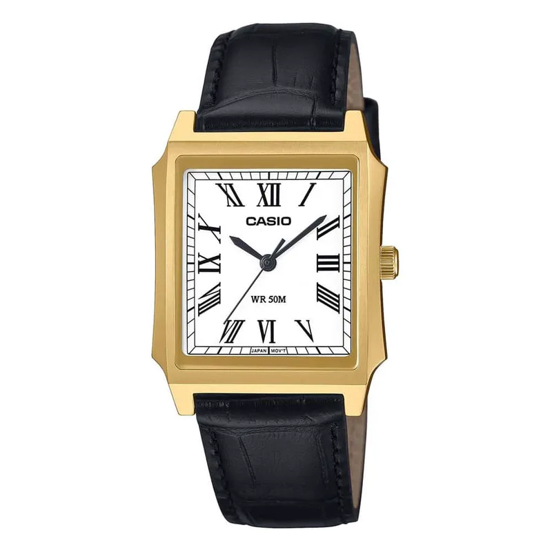 CASIO Collection Black Leather Strap MTP-B190GL-7BV