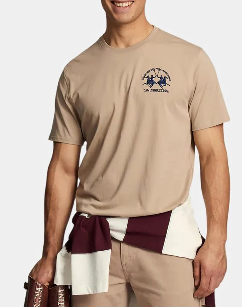 LA MARTINA ΜΠΛΟΥΖΑ T-SHIRT ΚΜ MAN S/S TSHIRT JERSEY 3LMMCR009-04167 SandyBrown