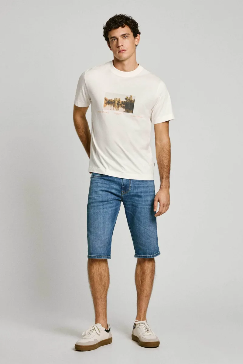 Pepe Jeans ανδρική denim βερμούδα Straight Fit - PM801081EE5 Denim Blue