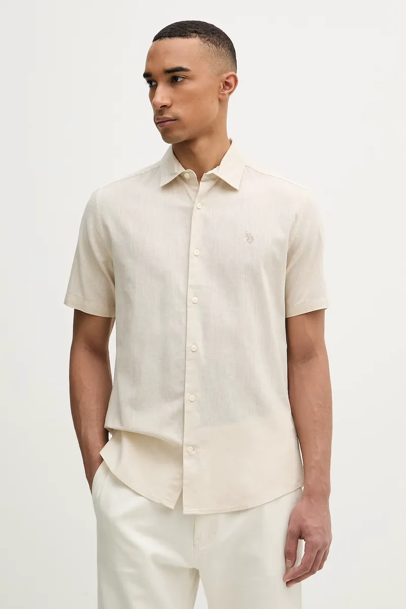 U.S. Polo Assn. Πουκάμισο σαφάρι Ανδρικό με λινό LINEN BLEND SS