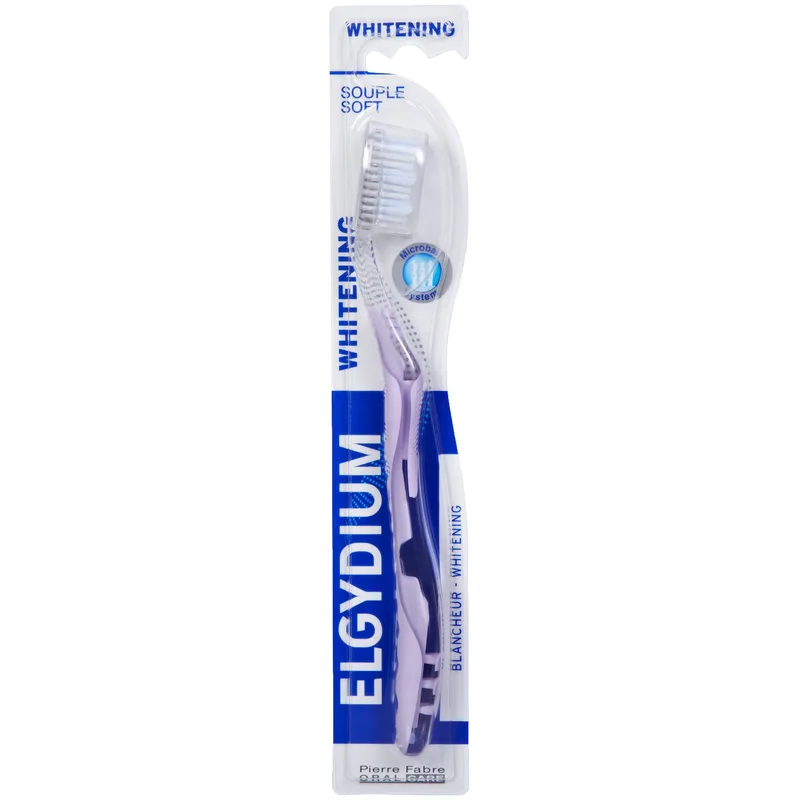 Elgydium Whitening Soft Toothbrush Μαλακή Οδοντόβουρτσα για πιο Λευκά Δόντια 1 Τεμάχιο - Μωβ