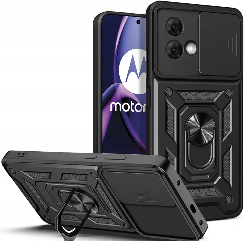 Techsuit CamShield - Ανθεκτική Θήκη με Κάλυμμα για την Κάμερα & Μεταλλικό Ring Holder - Motorola Moto G84 - Black (5949419070530)